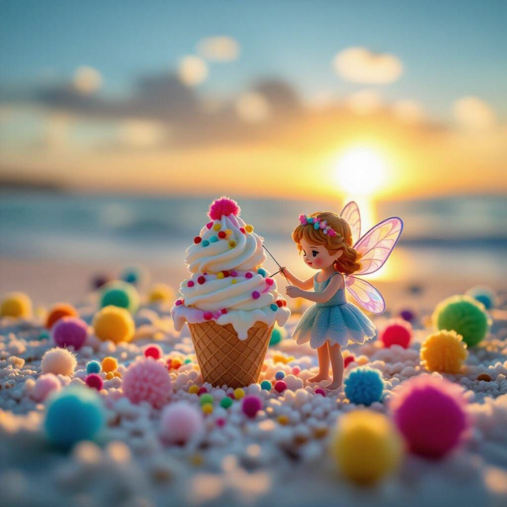 Fairy Crafts Pom Pom Ice Cream at Sunrise