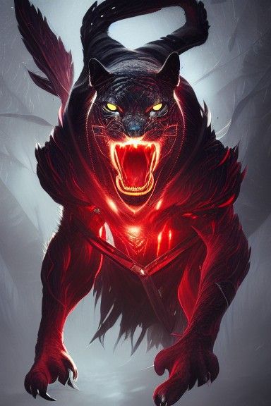 Sinister Panther with Glowing Eyes in Hyper-Realistic Style