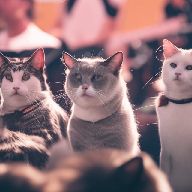 Cats Rocking Out at an Outdoor Concert