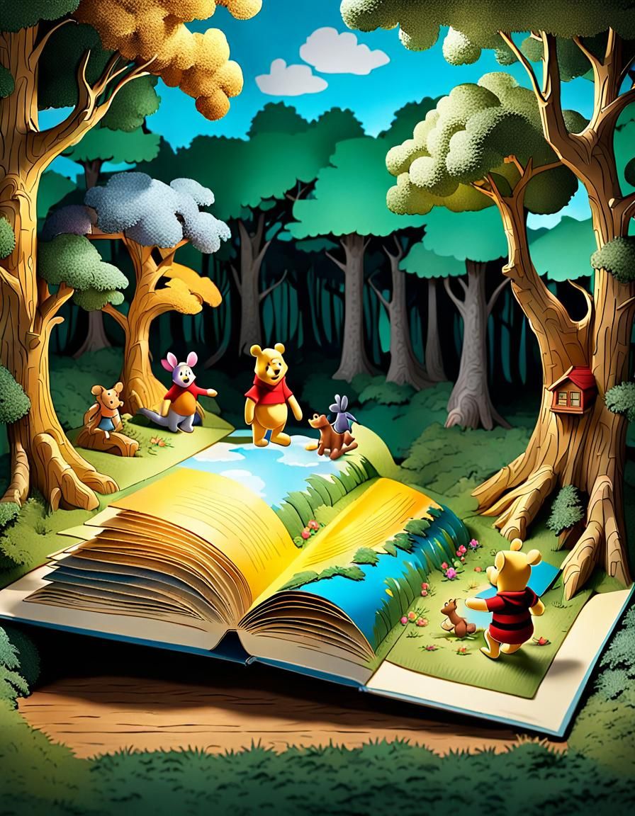 Winnie-the-Pooh Pop-Up Book in 3D 8K Resolution