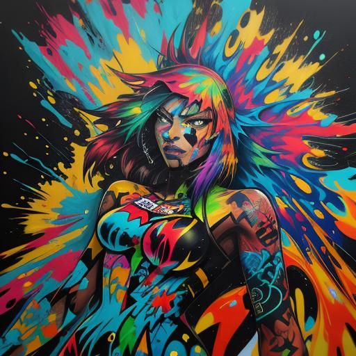 Colorful Trippy Graffiti Street Art in Splash Style