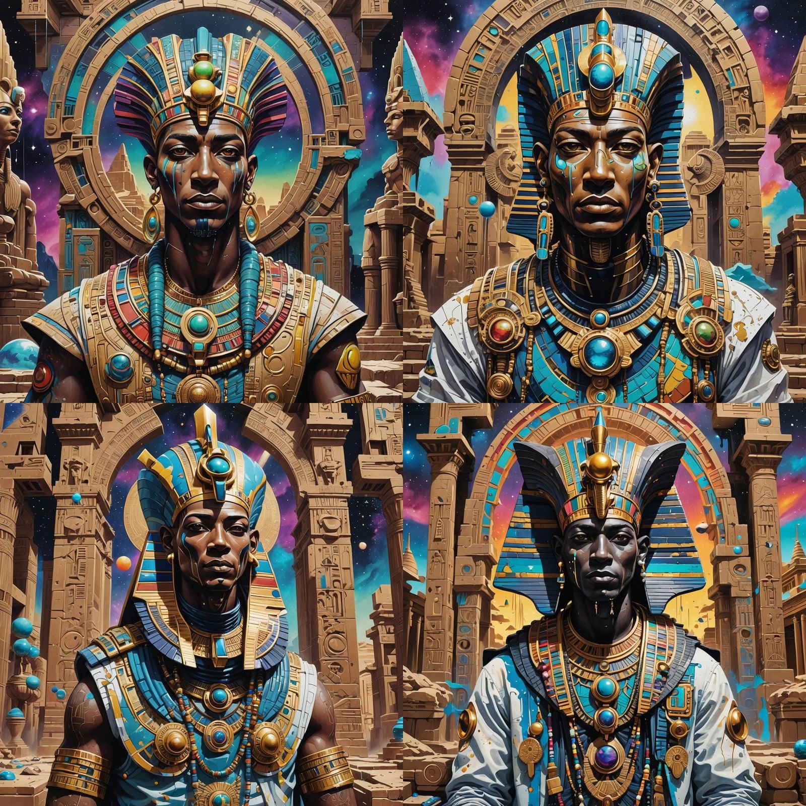 Osiris Portrait with Space Jewelry in Graffiti Art