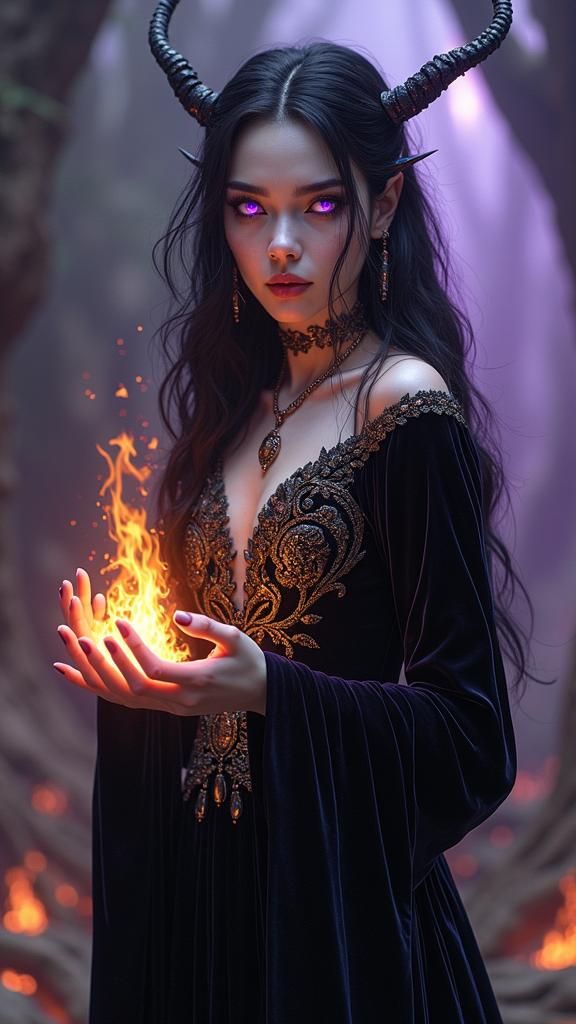 High Elf Sorceress Summons Dark Magic