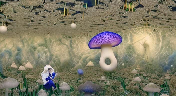 Surreal Robotic Mycelium Keyboard Poem Composition