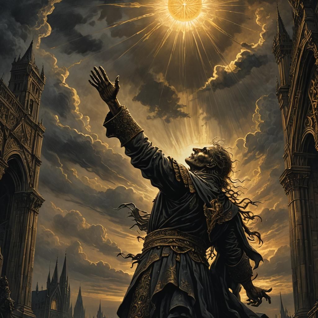 Worshiping the Sun: Dark Fantasy Art in Doré Style