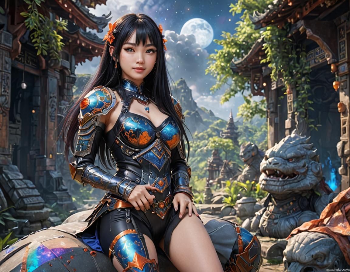 Gothic Anime Woman in Space Supernova, 3D Art