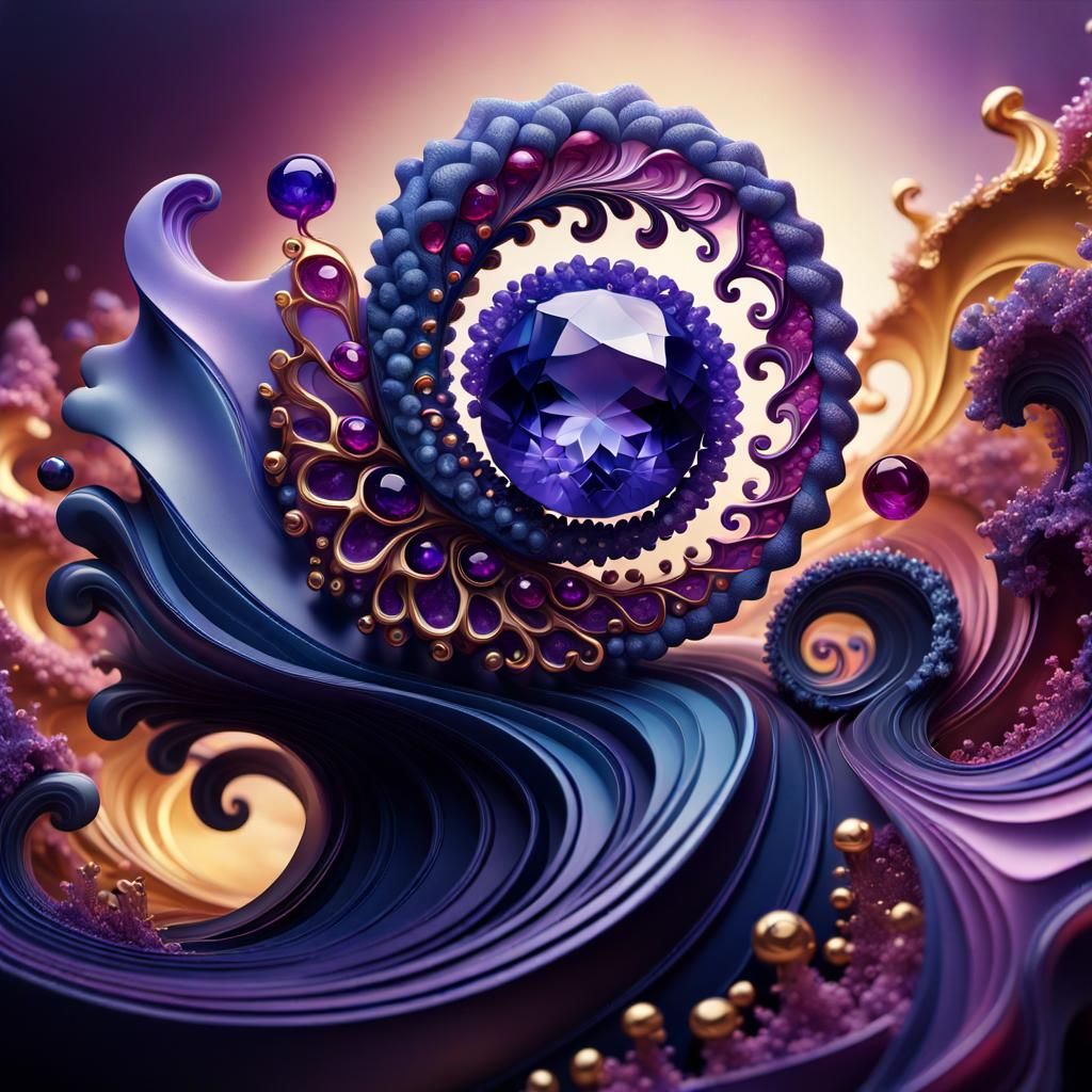 Surreal Paradox Creature in Vibrant Gemstone Landscape