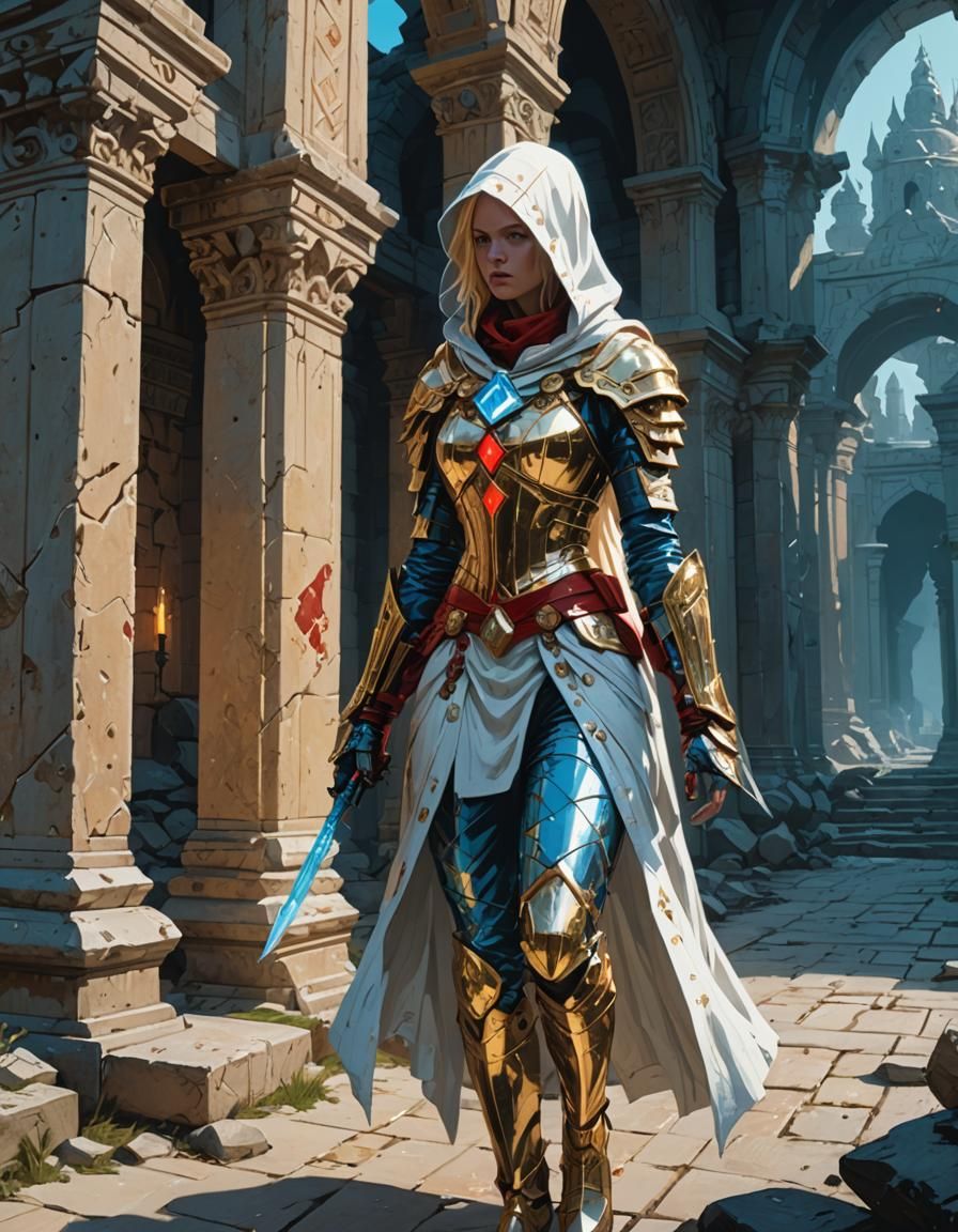Baroque Fantasy Assassin in Stone Temple