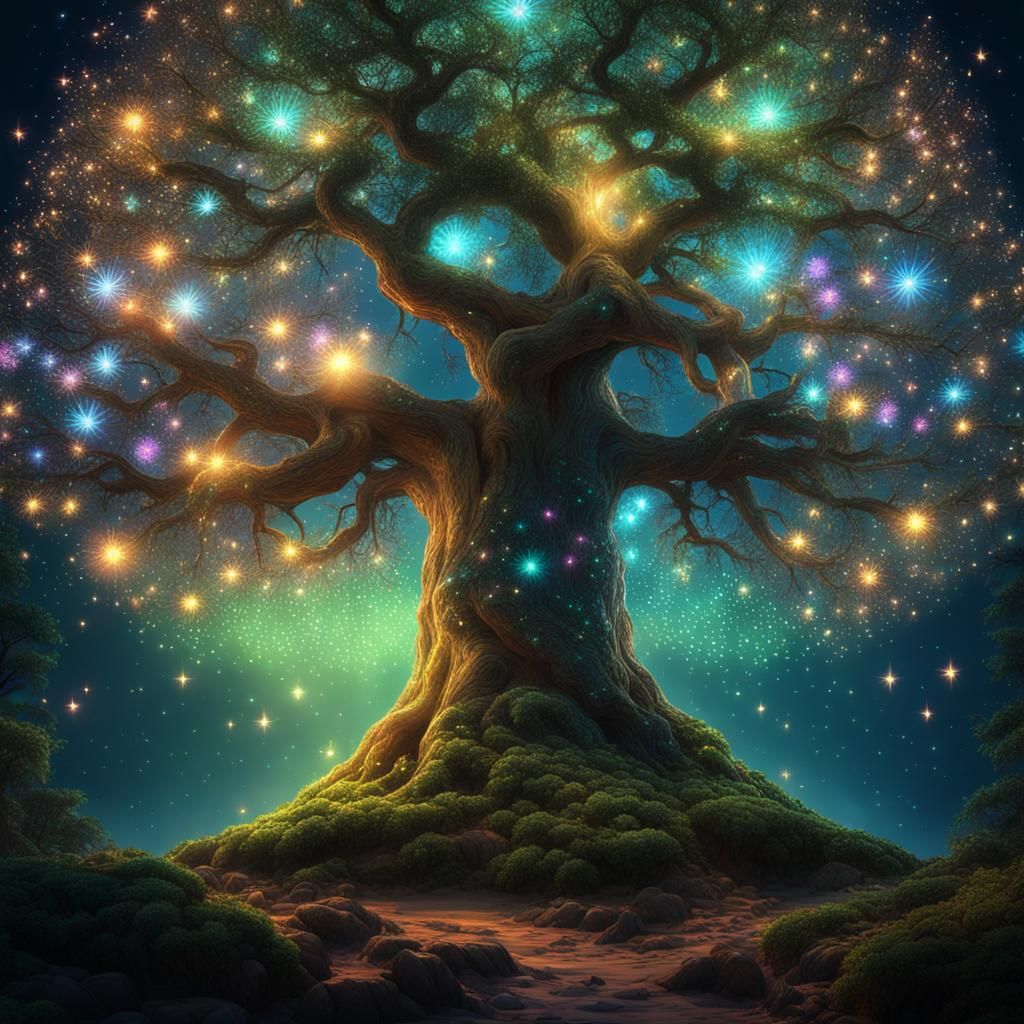 Magical Tree Emits Ethereal Iridescent Shimmer
