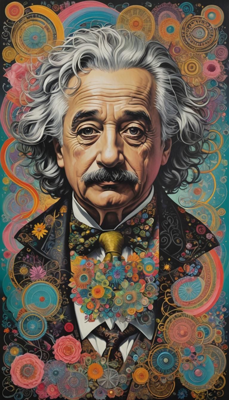 (PSYCHEDELIC COLORED portrait EINSTEIN IT Fornasetti avant-g...