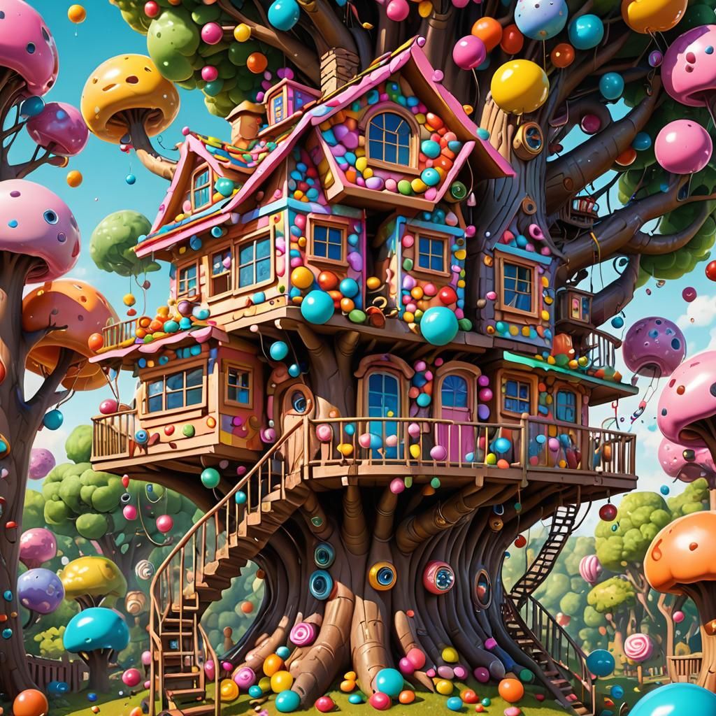 Candy Art Treehouse of Eyes Illustration