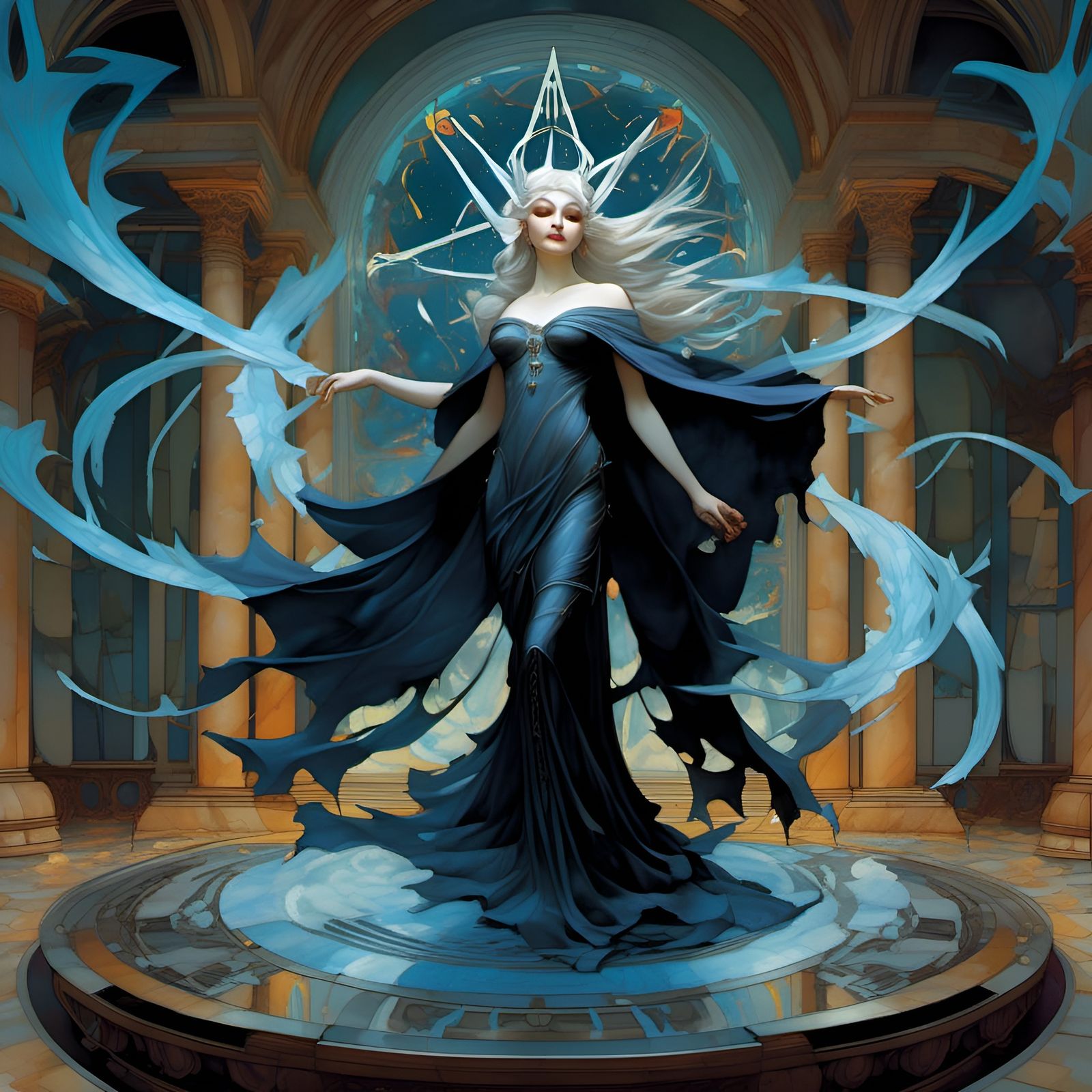 Goddess of Frost Summons Demons, Art Nouveau Style