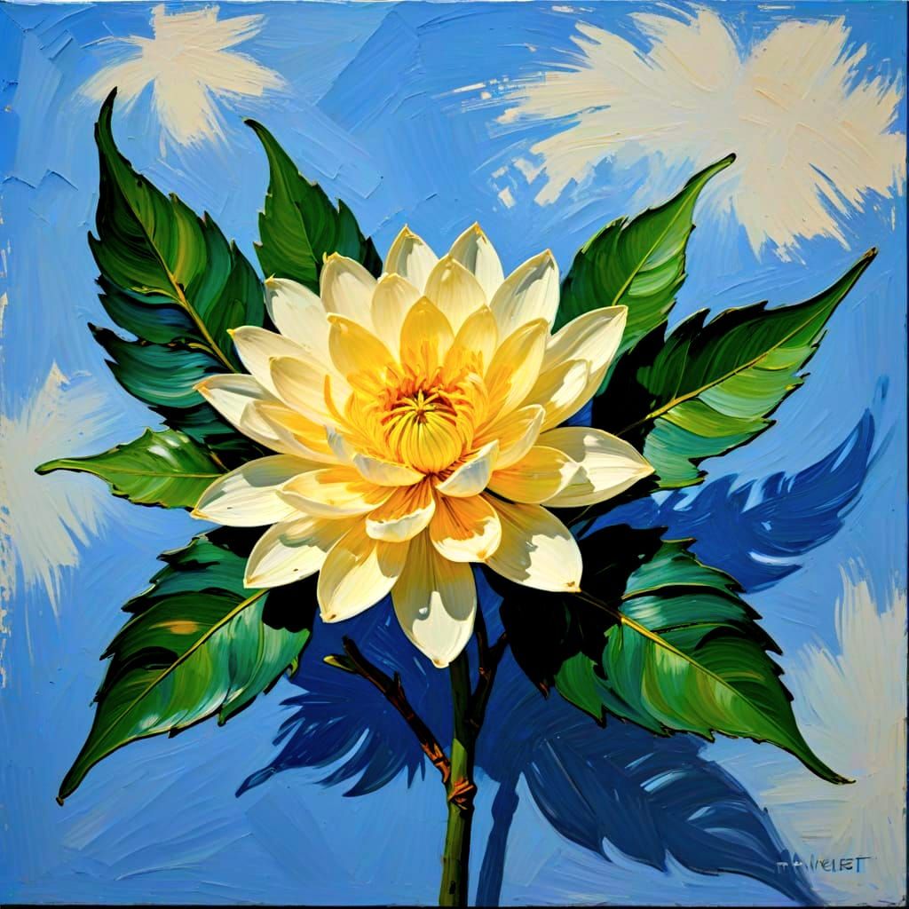 Impasto Flower with Visible Brushstrokes