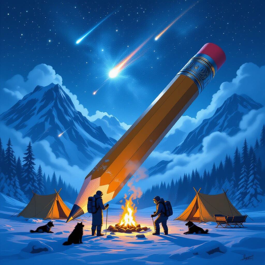 Colossal Pencil Scene: Scientists Search for Meteorite