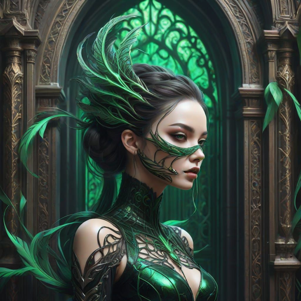 Seductive Brunette Goddess in Gothic Elegance