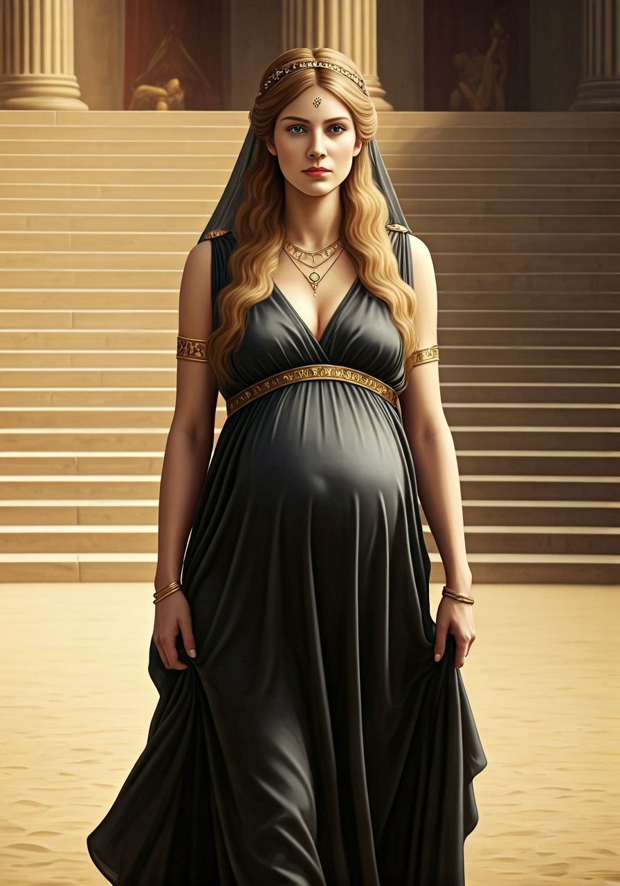 Pregnant Greek Woman in Arena, Gurney Style