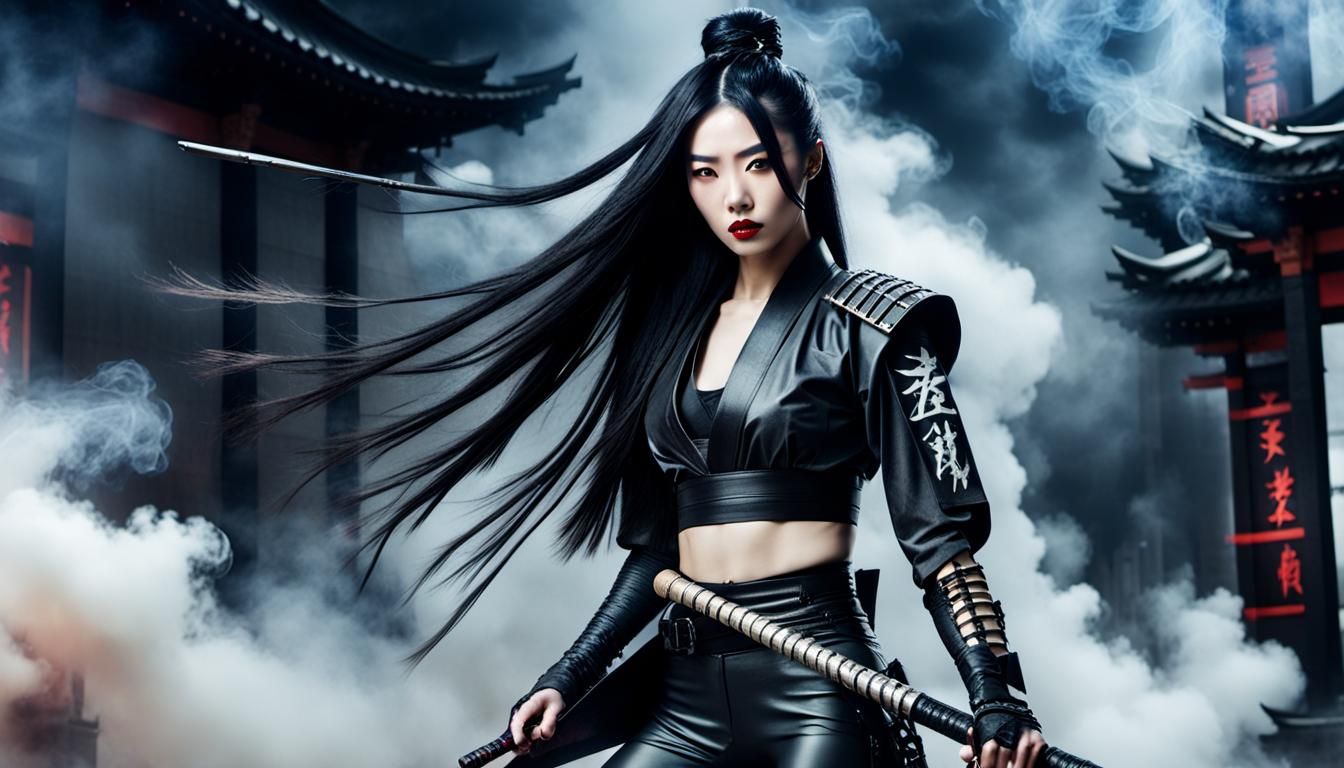 Cyberpunk Samurai Woman with Katana