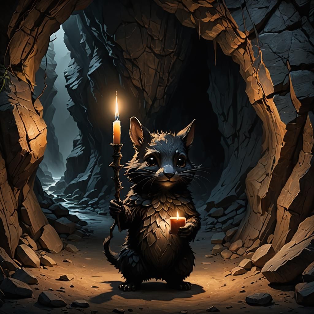 Cute Shadow Animal in Dark Cave