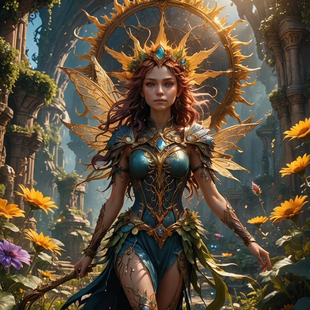 Detailed Sun Fairy Fantasy Concept Art