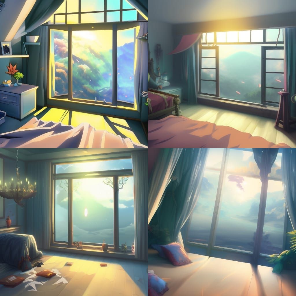 Anime Vtuber Bedroom Background in Detailed Matte Painting
