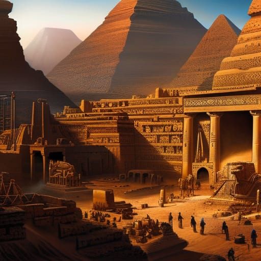 Egyptian Archaeological Dig Site at Giza, Digital Art