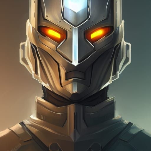 Hyperdetailed Cyber Knight Portrait in Triadic Colors