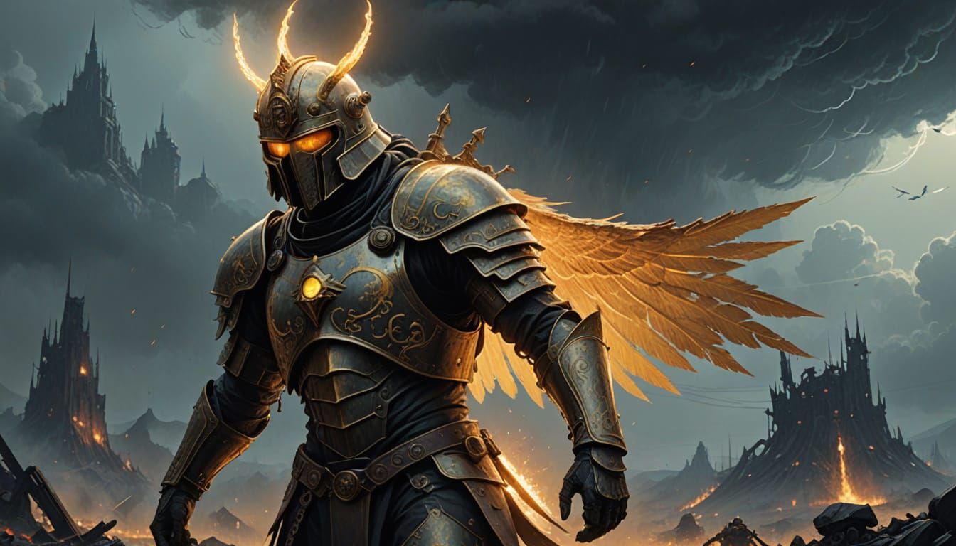 Regal Valkyrie Angela Merkel Illuminates Ruined Battlefield