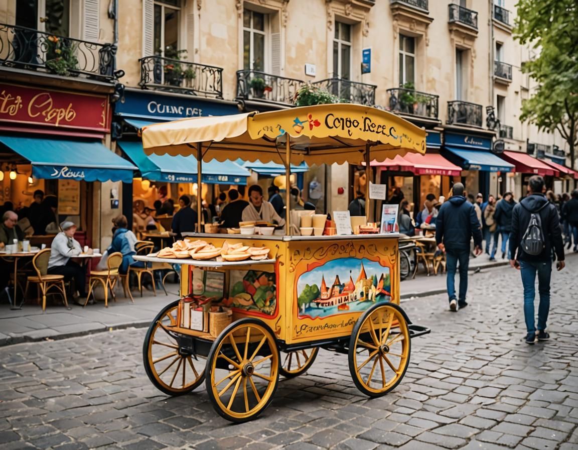 Charming French Crêpe Cart Street Photography