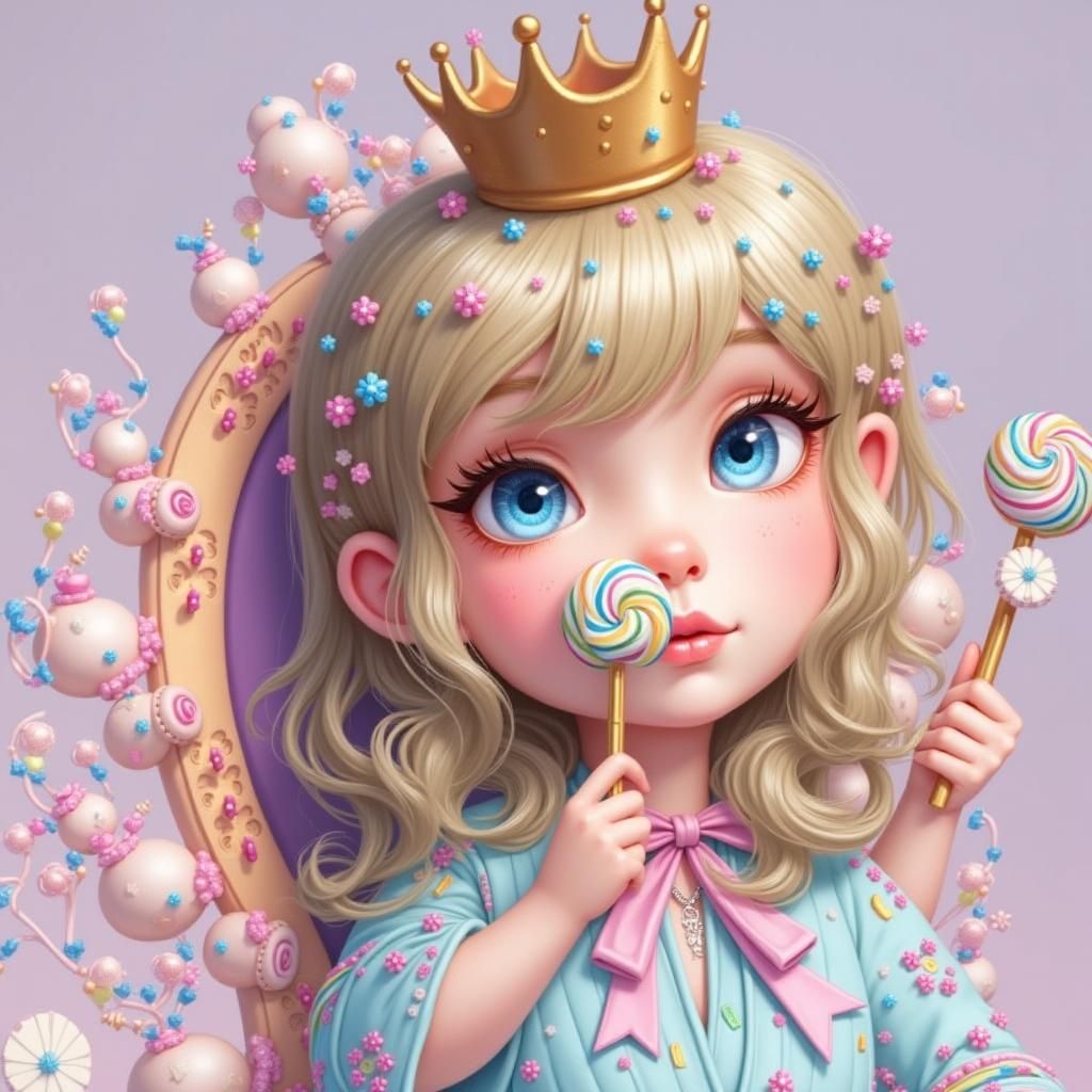 Cookie Queen on Throne in Whimsical Style