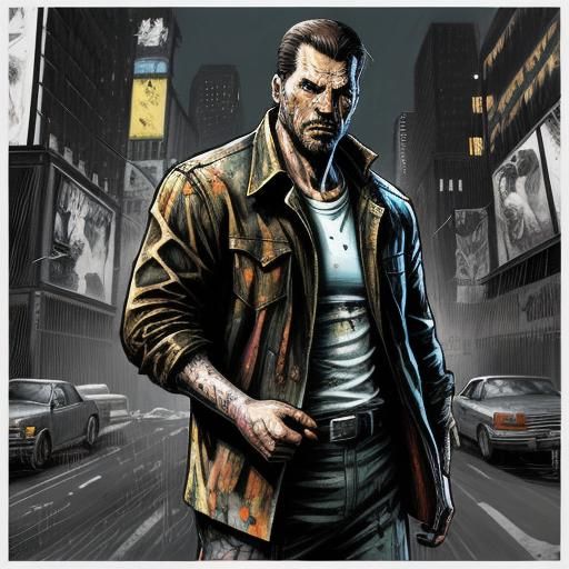 Max Payne Comic Style Video Game Poster