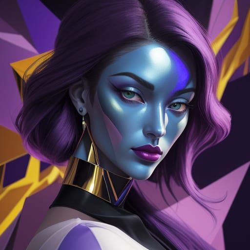 Surreal Face in Cubist Geometric Fauvism