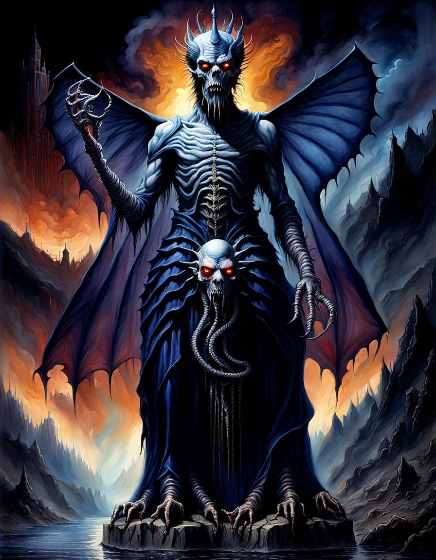 Lovecraftian Pazuzu in a Watercolor Style