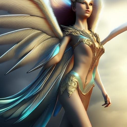 Ethereal Fairy Portrait with Opalescent Wings