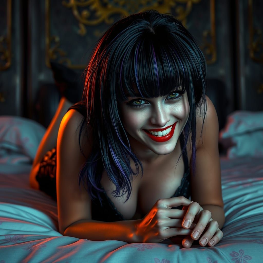 Gothic Woman in Leather Corset, Alcohol Ink Style