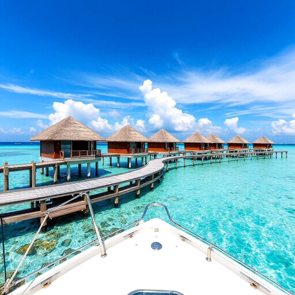 Tropical Overwater Bungalows Amidst Azure Oceans