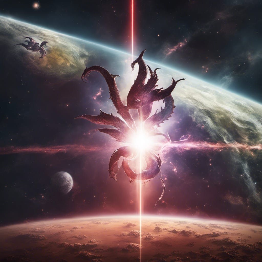 Majestic Space Wyrm in Starry Expanse