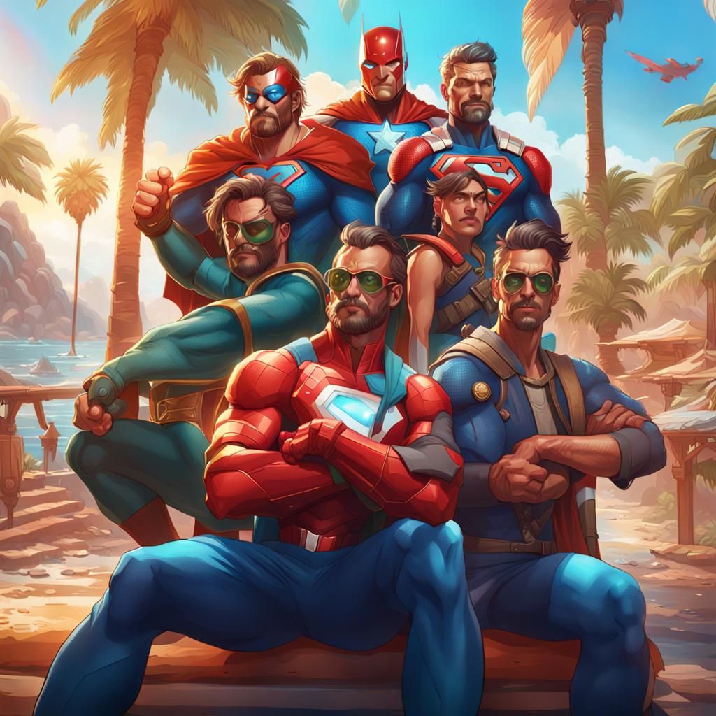 Superheroes on Vacation: Hyperdetailed Portrait in Unreal En...