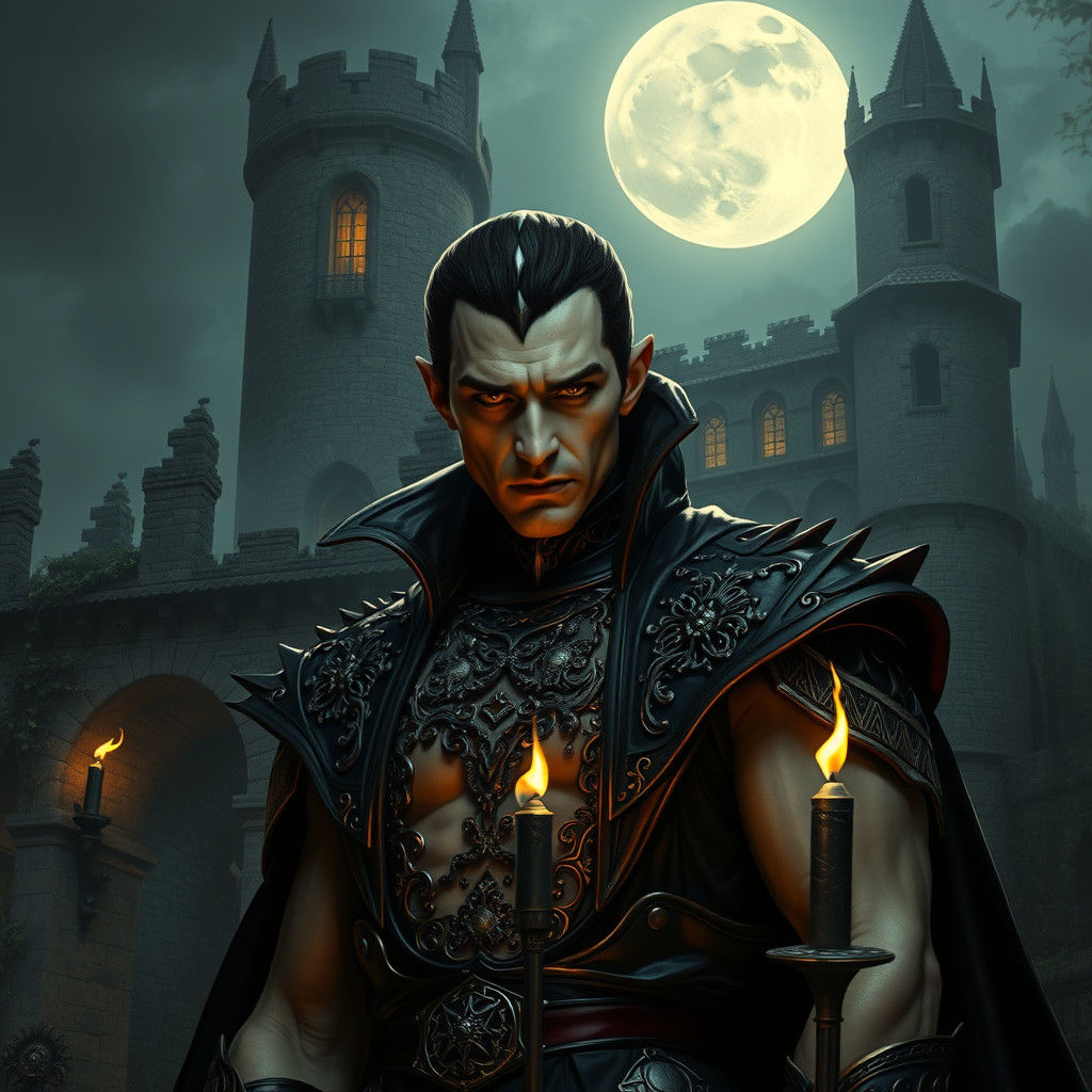 Brooding Vampire Lord in Gothic Castle, Cinematic