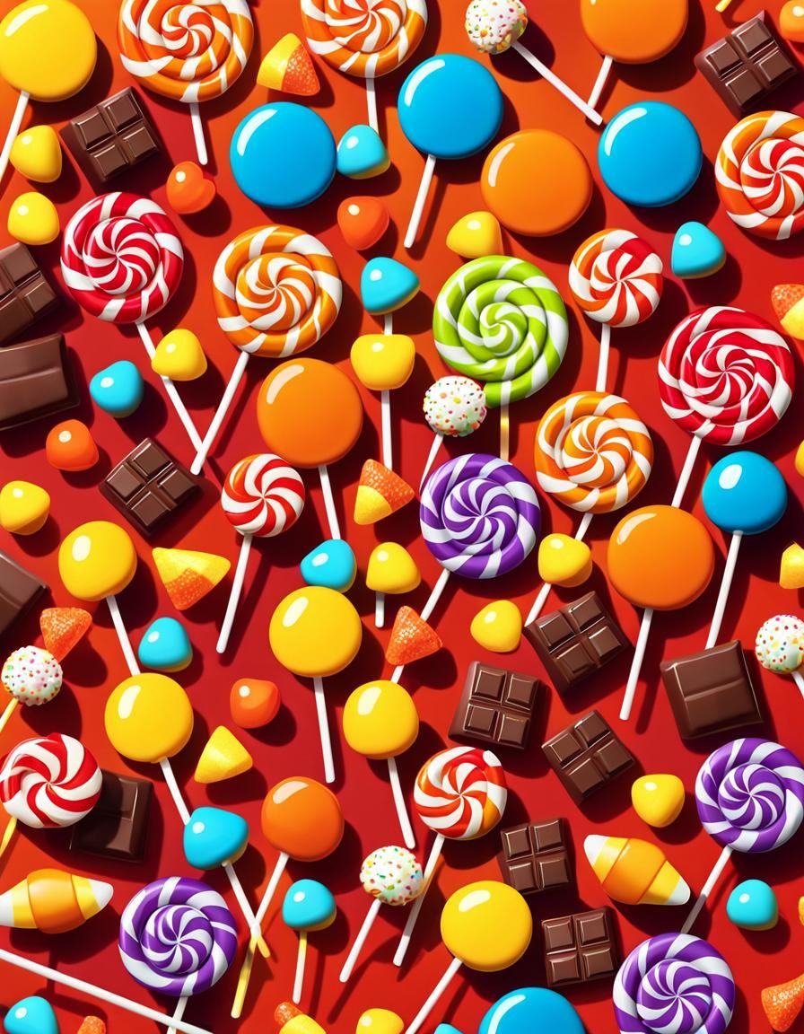 Colorful Flat Design Candy Art Illustration