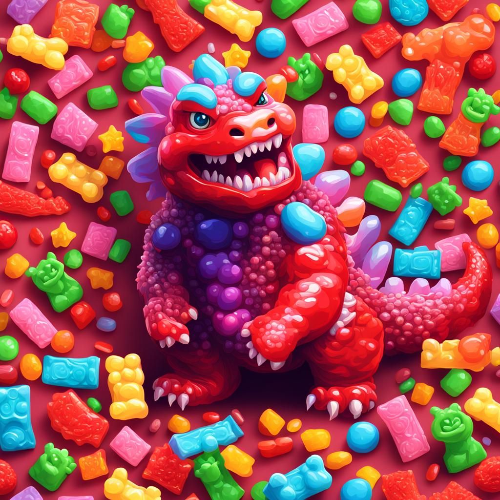Candy Godzilla: Cute Kawaii Gummy Bear Art