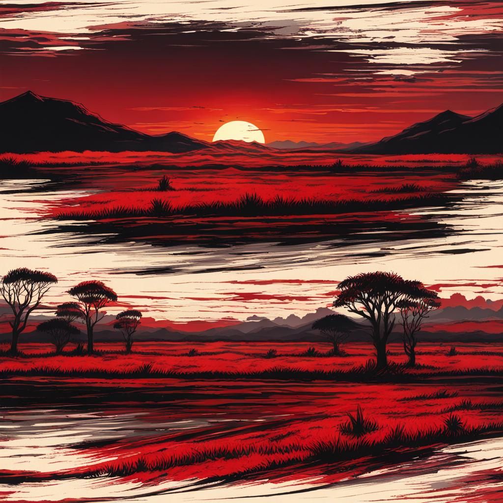 Bleak Sunset Over Bloodstained Plains