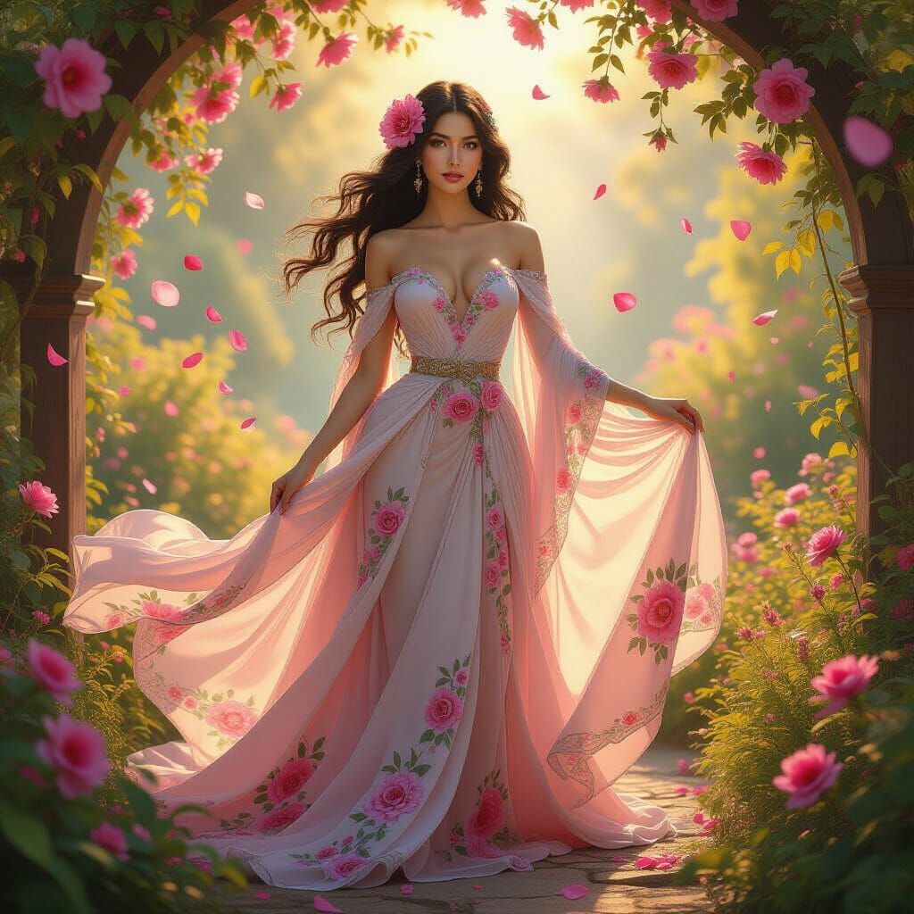 Enchanted Garden: Woman in Floral Gown