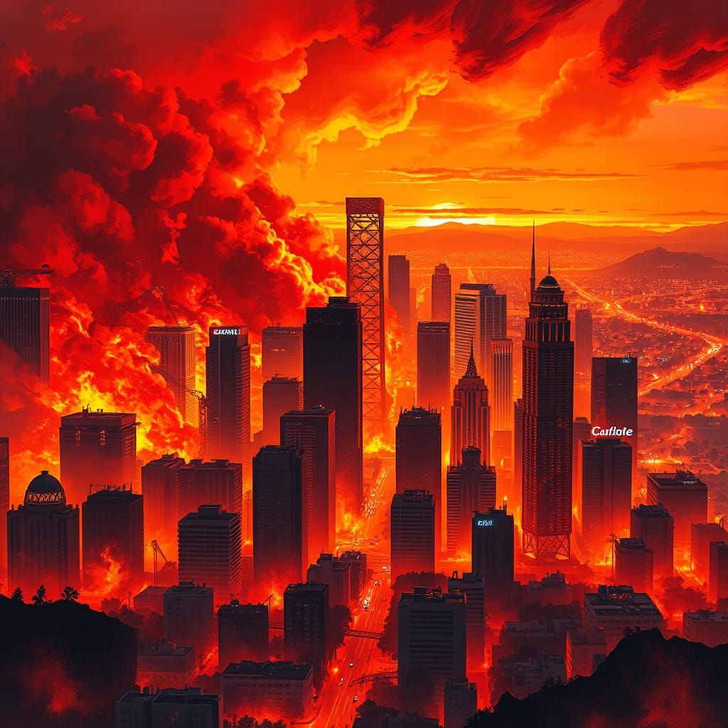 Futuristic Los Angeles Inferno in Dystopian Style
