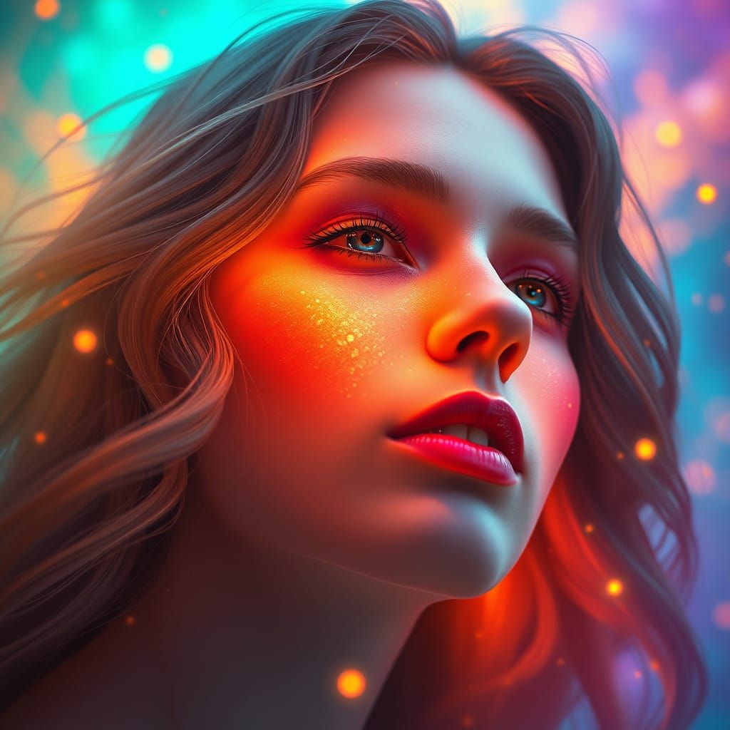 Ethereal Woman Portrait in Art Nouveau Style