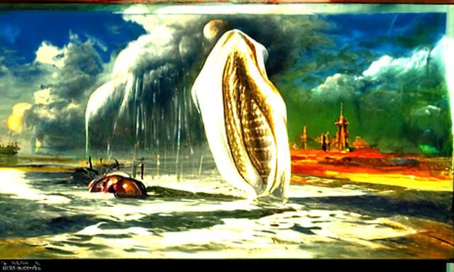 Acid Rain Dissolves Platinum Snail Shell: Surreal Oil Painti...