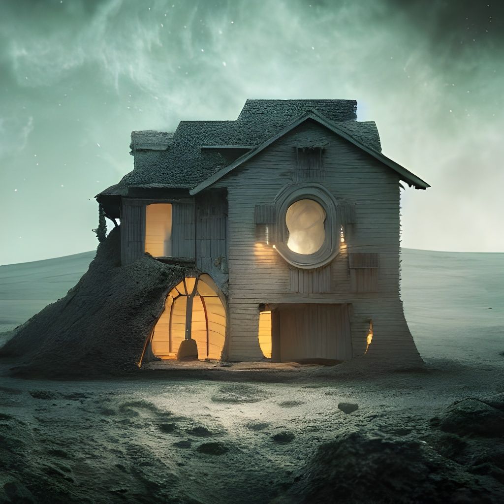 House on the Moon in Hyperdetailed Matte Painting