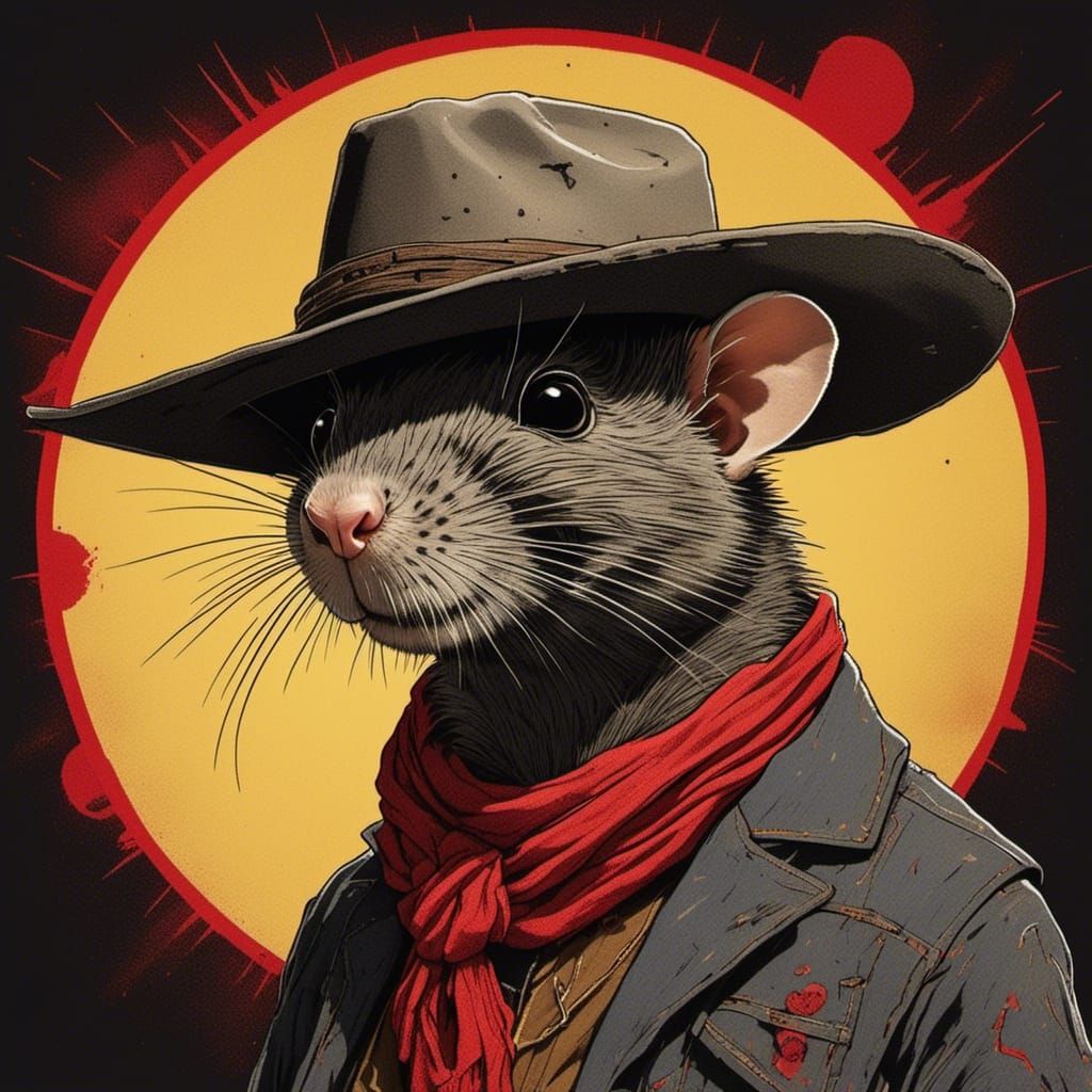 Rat Gunslinger in the Old West at High Noon