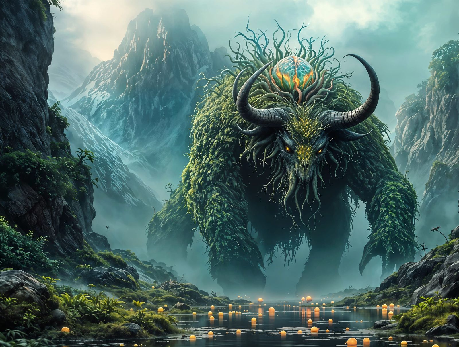 To protect it's eggs, the cranial leech plant takes a Crag Beast as its host.