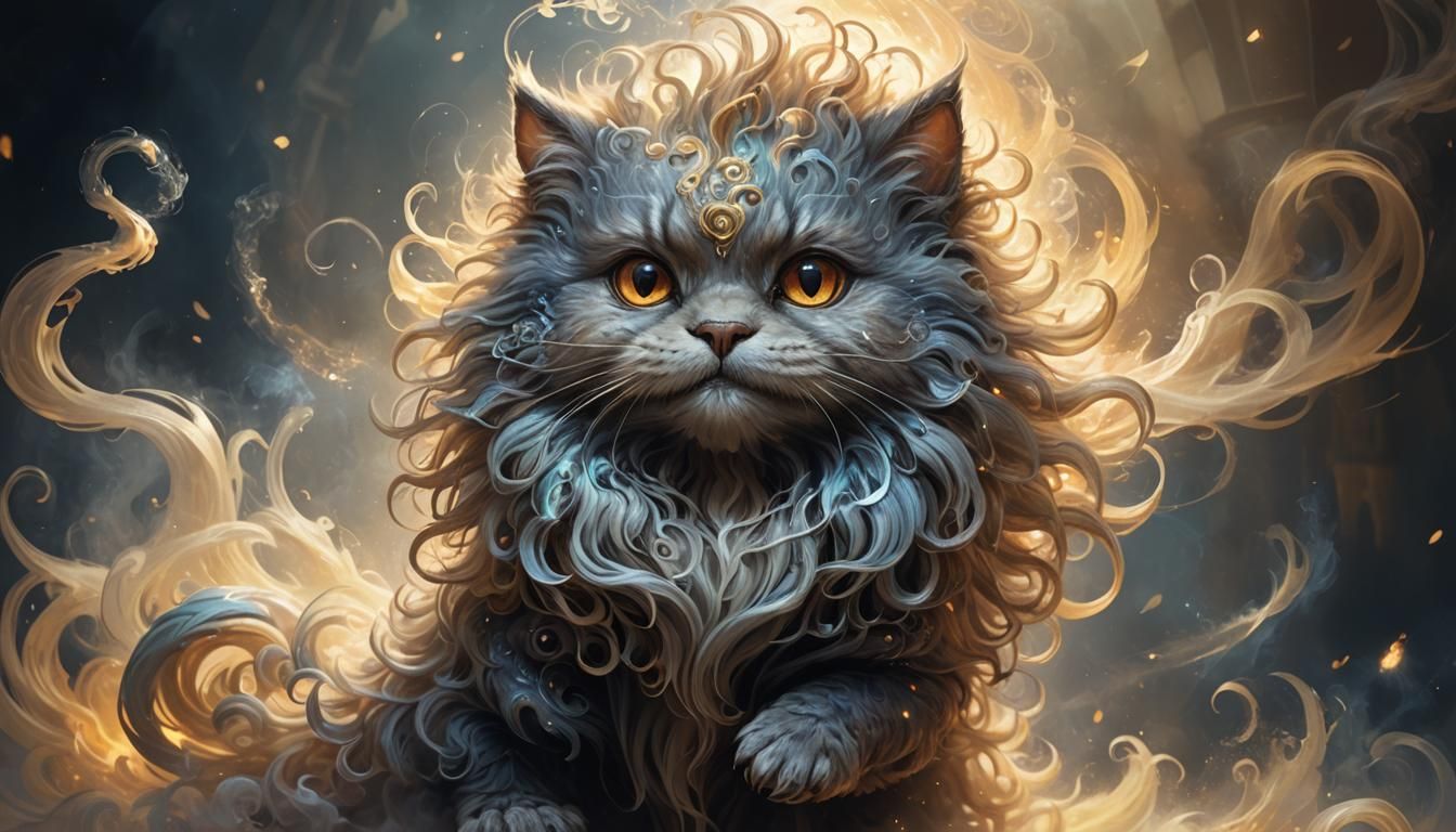 Fantasy Creature Turns to Smoke: Oil Painting