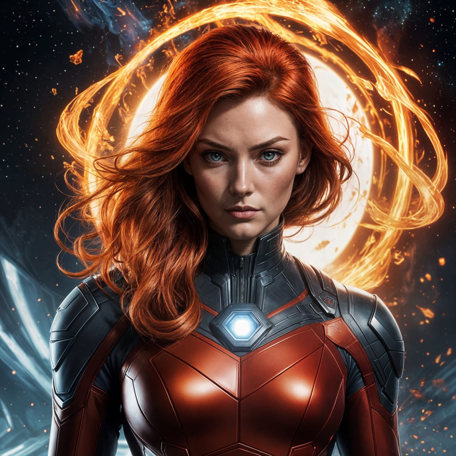 Marvel Girl in Cosmic Digital Art Style